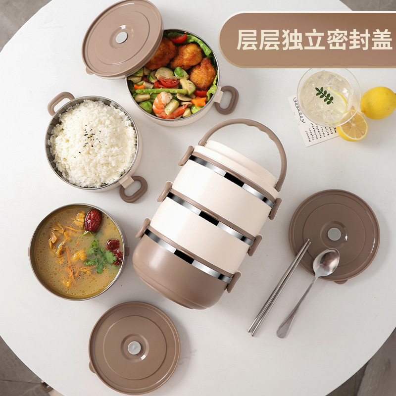 304不锈钢带饭神器 圆形提锅上班族便携多层保温饭盒大容量便当盒|undefined