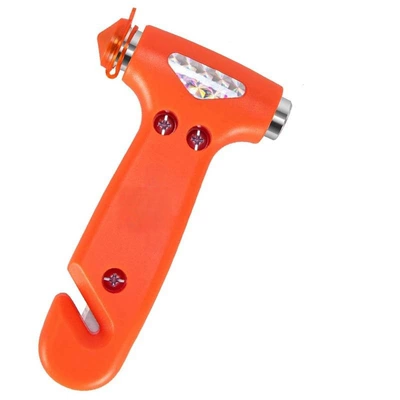 Two-In-One Solid Car-Mounted Safety Qəza çəkici - orange-safety-hammer-reflective-tape-cutter