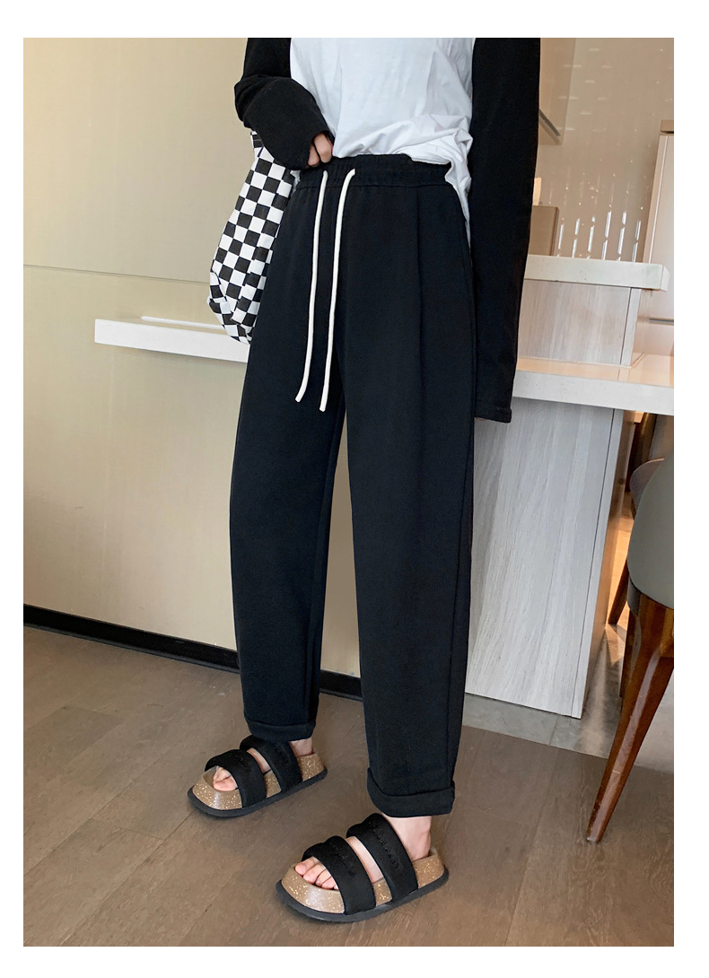 Grey sportswear pants, Minnie Spring and Autumn radish dad pants, loose straight-leg casual Harem sweatpants with flared cuffs pic 30