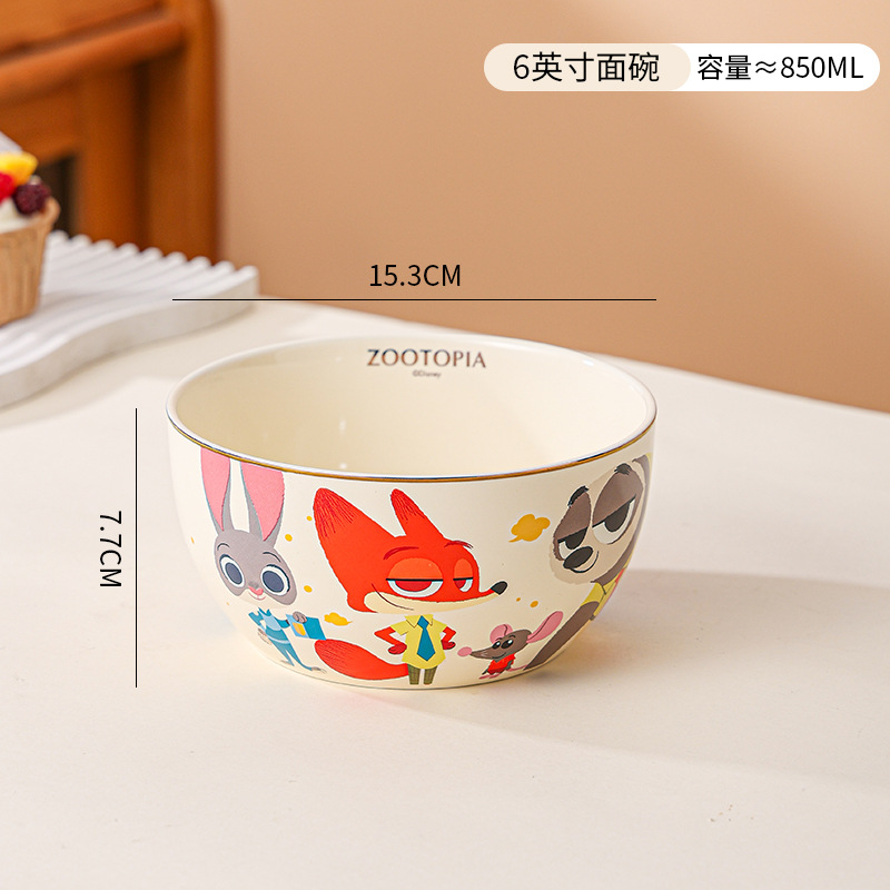 Disney Cute Strawberry Bear Ceramics Tazón de alto valor Caja de regalo Juego de vajilla Tazón de fideos de dibujos animados para niñas en casa