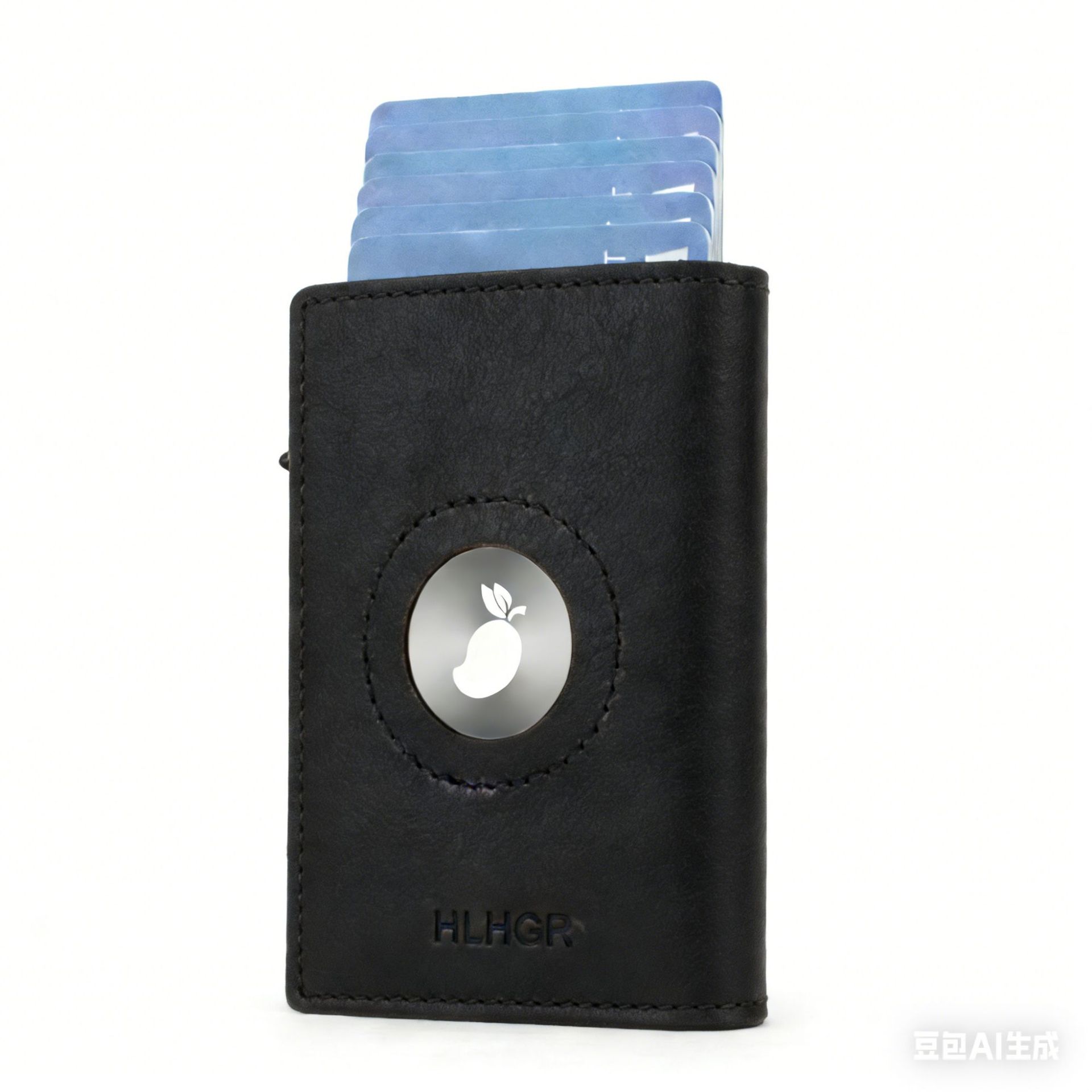 Amazon con airtag posicionamiento flip cartera RFID cubierta de tarjetas de cuero real tres plegables cartera de hombre de piel de caballo loco