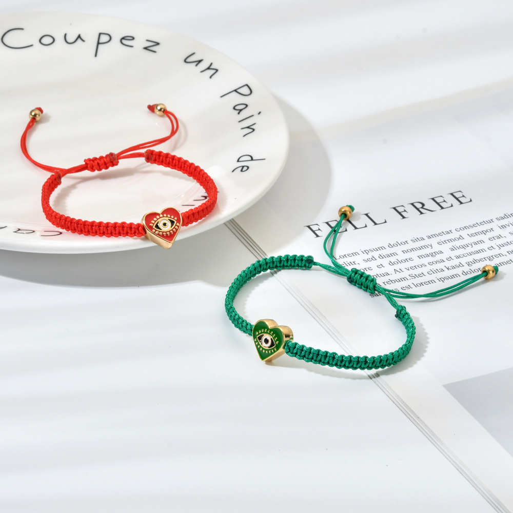 Devil'S Eye, Heart Shape Pattern Ethnic Style Devil's Eye Heart Shape Alloy Enamel Plating Women's Bracelets