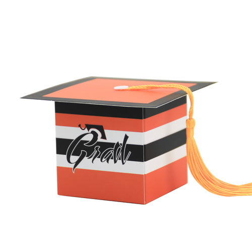New Graduation Cap Box Graduation Celebration Party Packaging Gift Box Striped Bachelor’s Hat Doctor’s Hat Candy Box