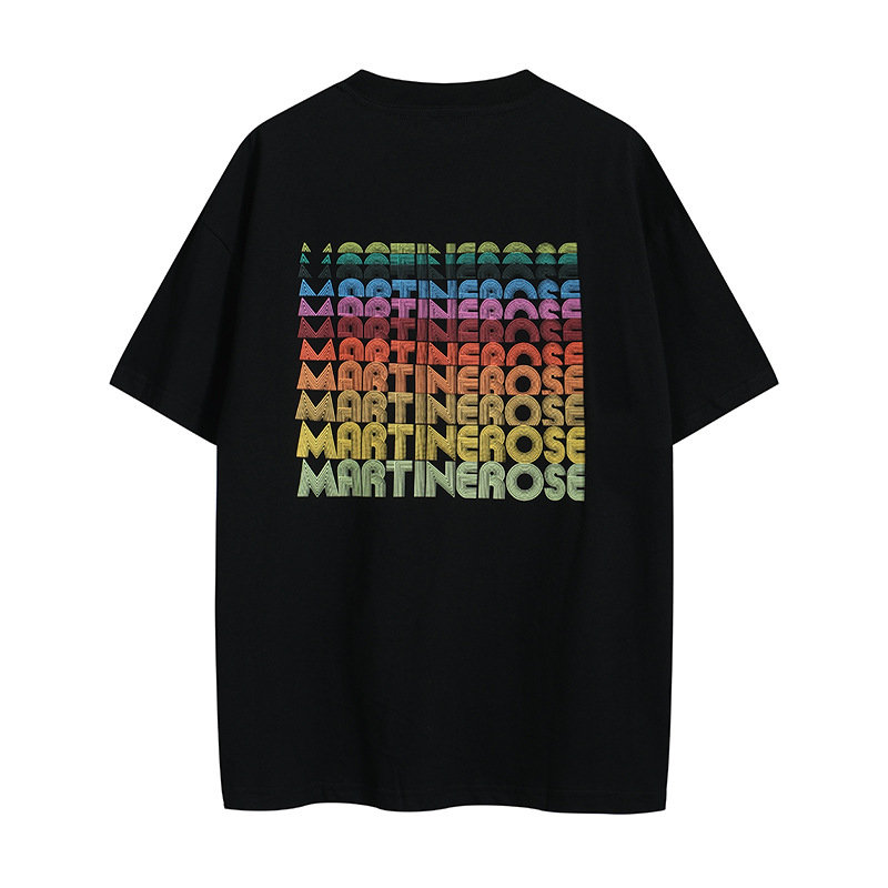 Europa y América hip hop MARTINE ROSE color eslogan carta imprimir todo Partido de los hombres sueltos casual de manga corta Camiseta