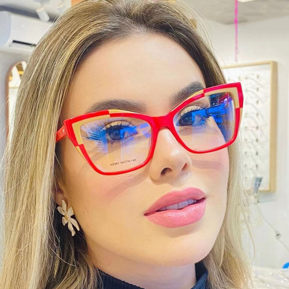 Espejo plano de contraste de ojo de gato europeo y americano, nueva celebridad de Internet transfronteriza, el mismo estilo, gafas a prueba de luz azul con personalidad, gafas con montura de miopía