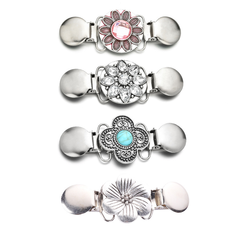 Amazon 4-piece retro floral open sweater set with anti-slip matchlock buttons, set sweater clip