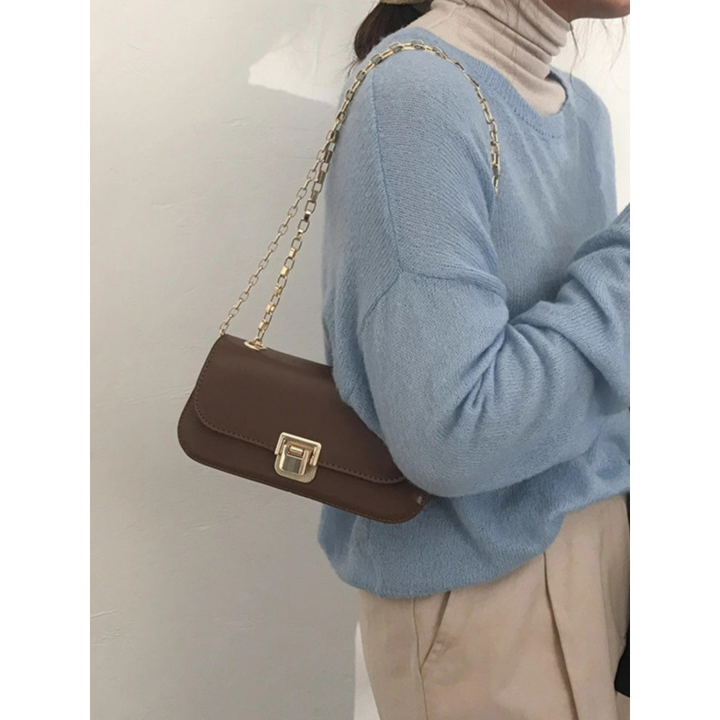 Borsa a spalla donna stile retrò, elegante borsa con catena_voghion.com