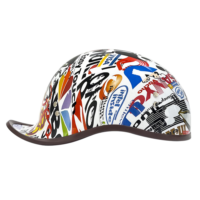 Casco de motocicleta eléctrica de verano retrógrado casco de cola de mitad casco masculino y masculino casco de casco personalidad casco de seguridad de locomotora de cuatro estaciones