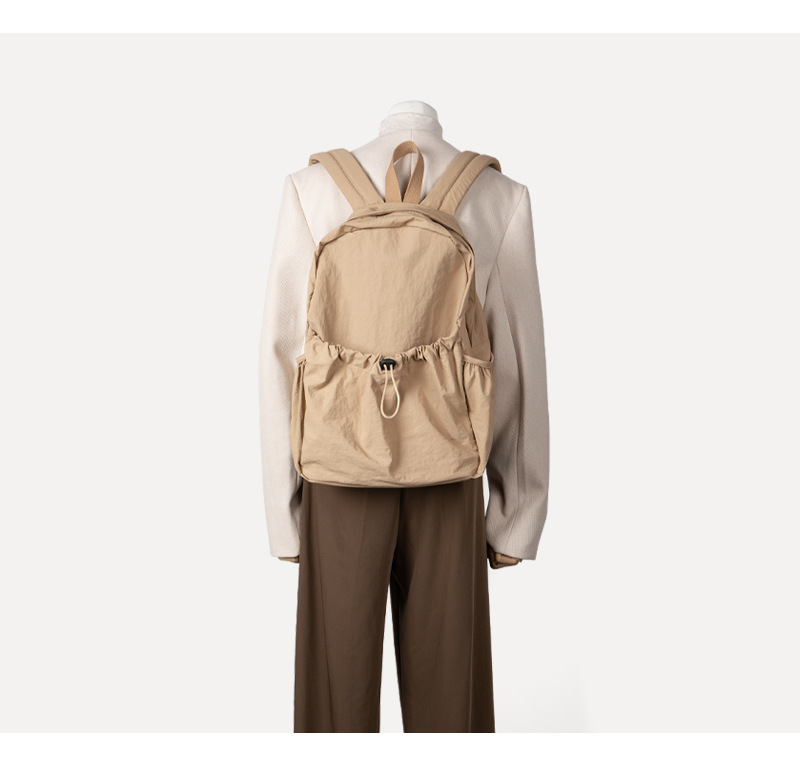 Koreanische Nische Instagram wasserdichter Nylongewebe-Rucksack mit Kordelzug für Damen, vielseitig, leicht, große Kapazität für Studenten_voghion.com