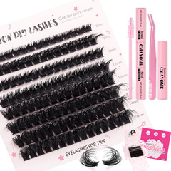 歐美跨境單簇睫毛假睫毛旅行裝小方盒小巧輕便日常DIY眼睫毛套裝