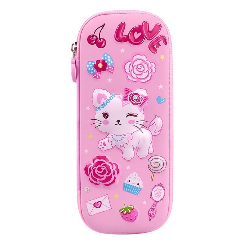 De dibujos animados de la escuela primaria de los niños caso de lápiz 3D lindo niños y niñas caja de lápiz de gran capacidad creativa caja de lápiz