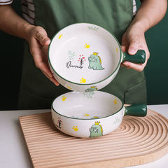 ハンドル付きのかわいいセラミックインスタントラーメンボウル、家庭用個人用食器、フルーツサラダボウル、スープボウル、プレート、ハンドルボウル