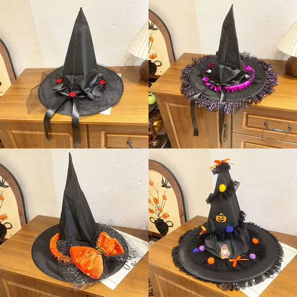 Cos Witch Hat Lolita Halloween Dance Performance Props Hat Cane Witch Witch Hat Devil Wand