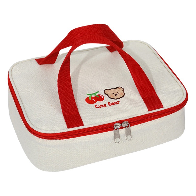 Cherry Bear mano llevar caja de almuerzo plana bolso de alta apariencia Bento bolsa de picnic caja de almuerzo bolsa de aislamiento arroz envasado