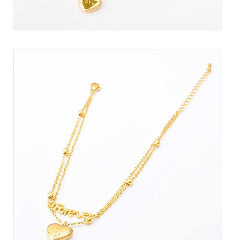 Fashion Letter Heart Shape Titanium Steel Plating Womenu0027S Anklet