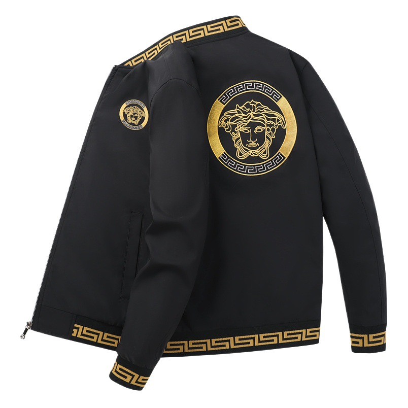 Grupo en vivo compra al por mayor Otoño e Invierno nueva chaqueta de los hombres forrada de lana engrosada 2075 belleza cabeza bordada chaqueta caliente