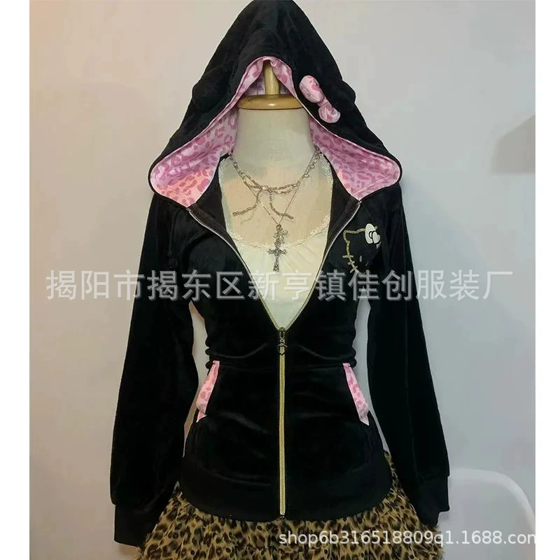 BM стиль дикий стройный свитер с капюшоном 2024 внешняя торговля новый ретро шерстяной шерстяной шатер на молнии теплое пальто