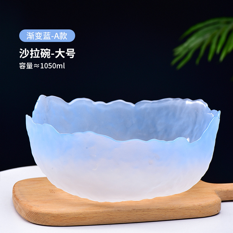 Venta al por mayor estilo nórdico patrón de martillo transparente borde dorado ensaladera de vidrio hogar plato de fruta de postre de alto aspecto vegetal