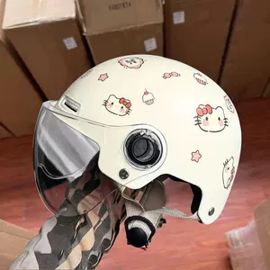 Certified children's electric bike helmet, unisex, summer sun protection, cute Hello Kitty design with KT cat ears, Sanrio
