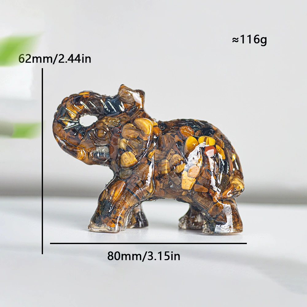 [Lucky Crystal Elephant] Натуральный кристаллический смоляной слон украшение, благоприятное настольное украшение