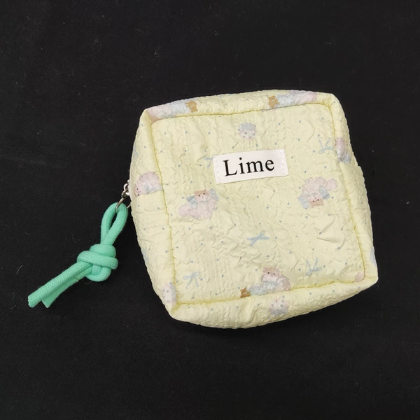 Lime bow kitten kitten yellow bottom small square bag
