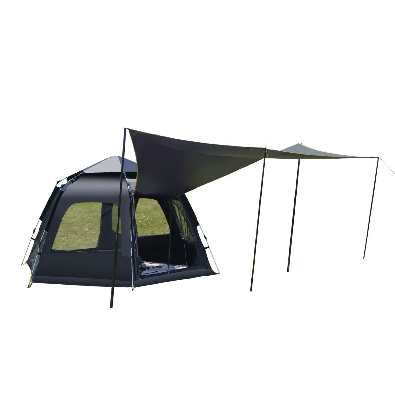Carpa de acampamiento de gran espacio de parque al aire libre de protección solar hexagonal de vinilo totalmente protector solar automático