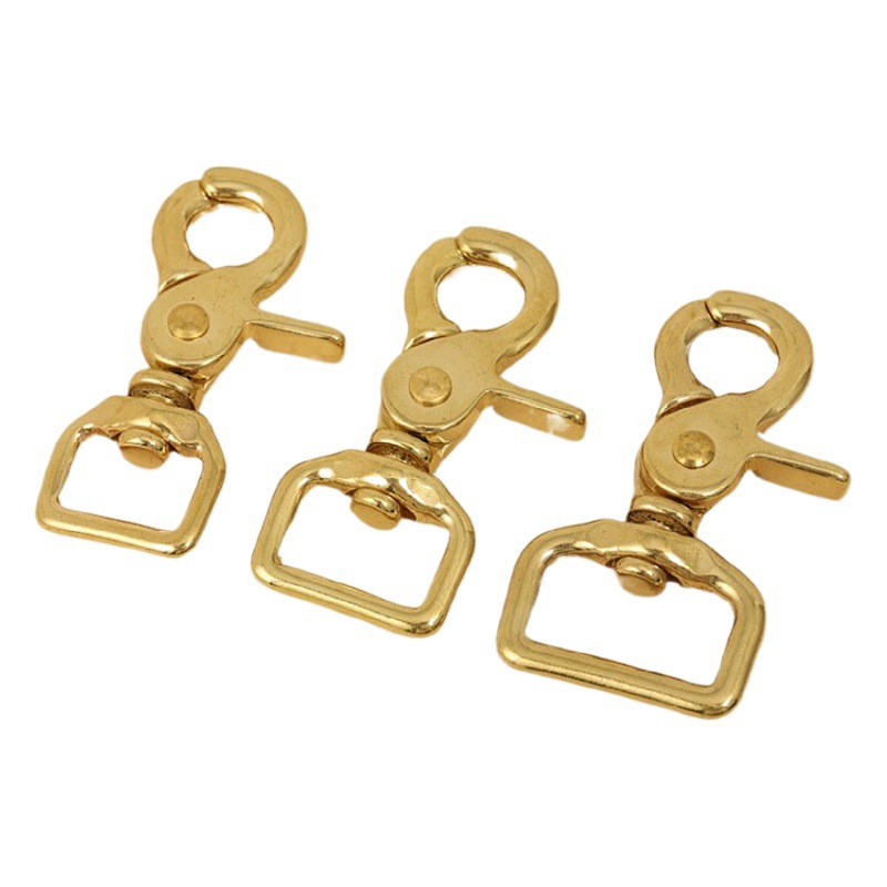Brass dog buckle square bottom financial cloth chain hook buckle pure copper strap lobster buckle handmade leather luggage hardware accessories wholesale