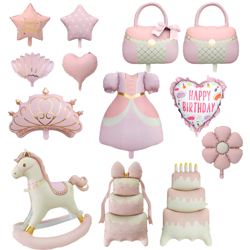 Globos de aluminio con temática de princesa, maquillaje en forma de lápiz labial, vestido de princesa para cumpleaños, globos de decoración para fiestas