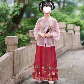 重工刺绣儿童汉服原创女童汉服中国风小女孩超仙连衣裙襦裙夏薄款