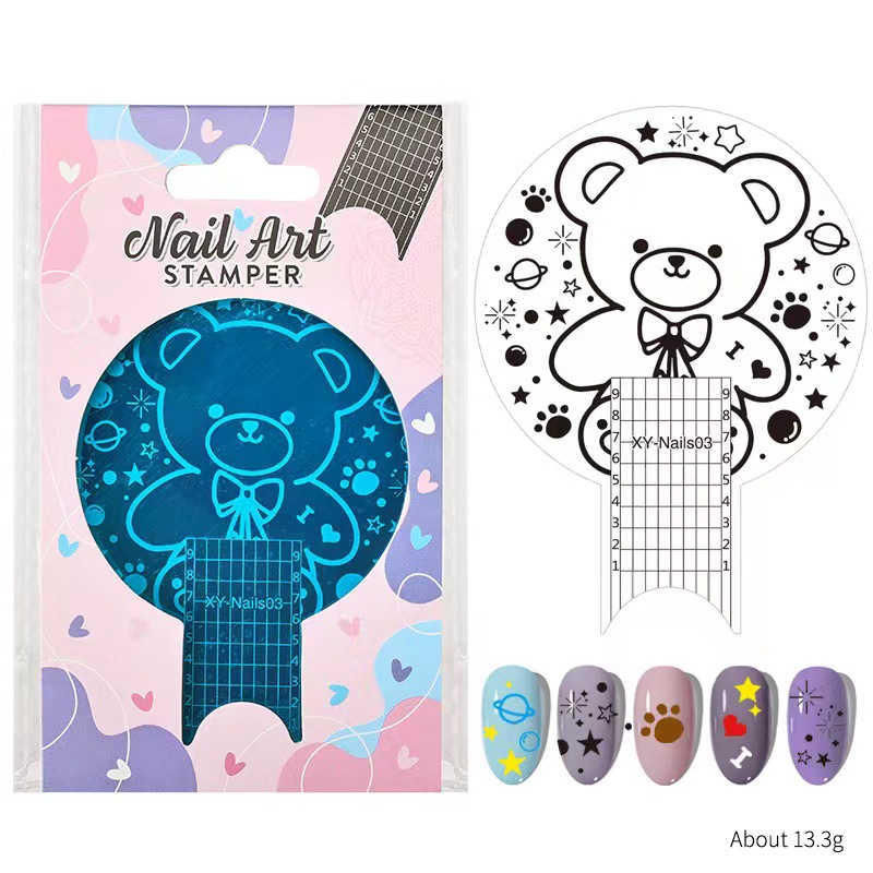 Nuevo producto transfronterizo plantilla de impresión de uñas película azul bricolaje redondo multifuncional impresión de uñas esmalte de uñas placa de acero pintada