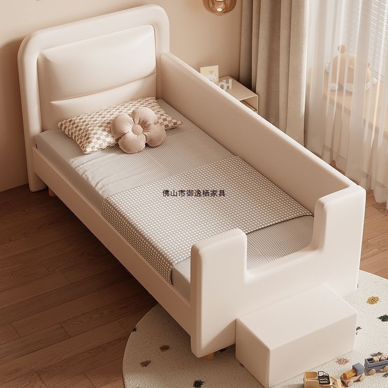 Solid Wood Children's Spliced ​​Bed, Widened Bedside Crib with Guardrails, Boy and Girl Crib, Baby Spliced ​​Large Bed