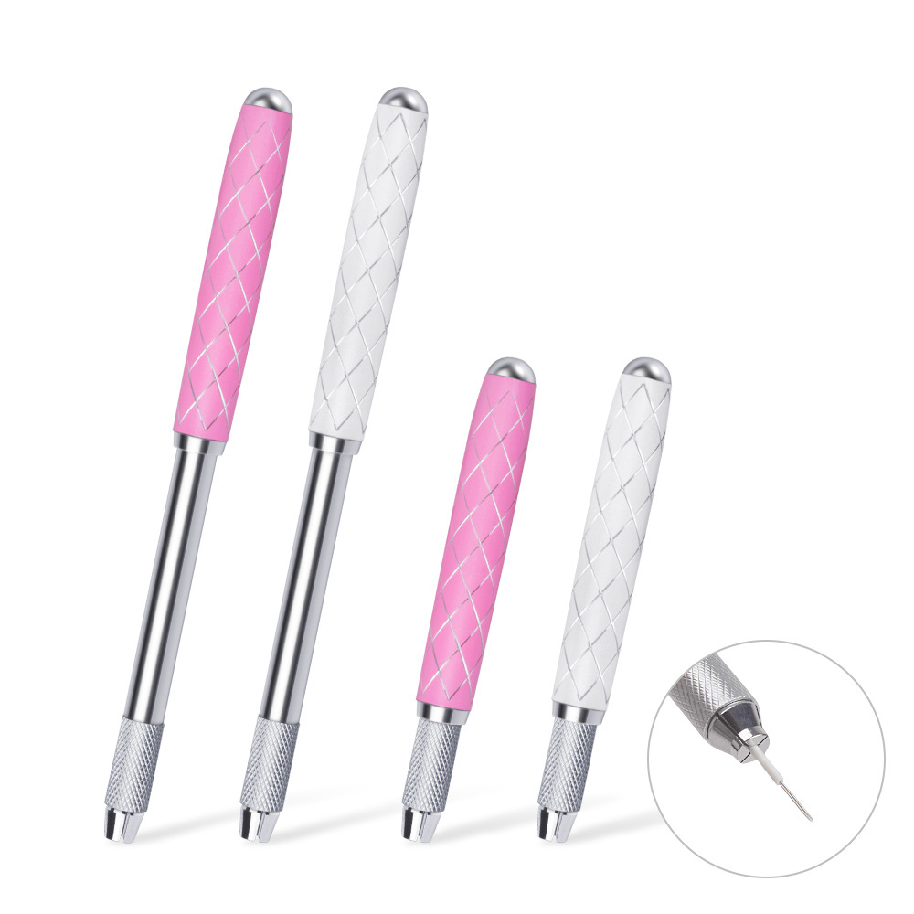 Factory direct sales of cross-shaped retractable permanent makeup pen, size 43 eyebrow pencil, Korean style metallic permanent makeup pen.