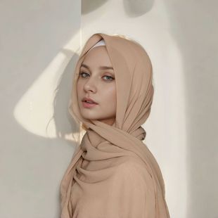 Cross-border solid color Malay Long Scarf Monochrome Bubble Scarf Pearl Chiffon Women's Scarf Cover Head Factory Outlet