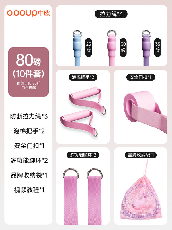 拉力绳家用健身弹力带女弹力绳开肩练背练腿挂门高位拉训练神器|undefined