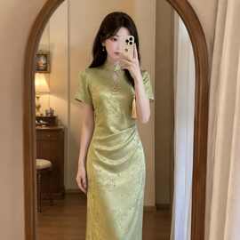 2026夏季新款绿色送考旗袍高考日常连衣裙改良显瘦年轻款少女气质