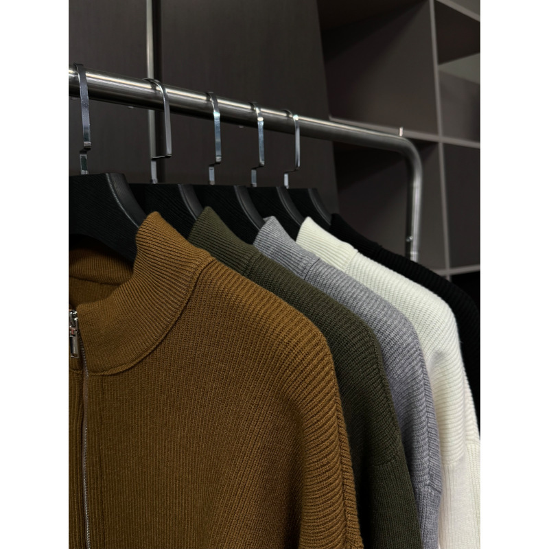 Suéter de hombre con cremallera de punto Cardigan de invierno nuevo cuello de media altura suéter de manga larga de viento perezoso chaqueta