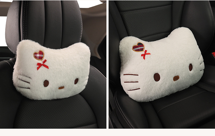 Car Seat Cushion Linen All-Season Breathable Kt Cat Seat Cushion New Half-Cover Seat Cover Cute Cartoon Single Seat Cover