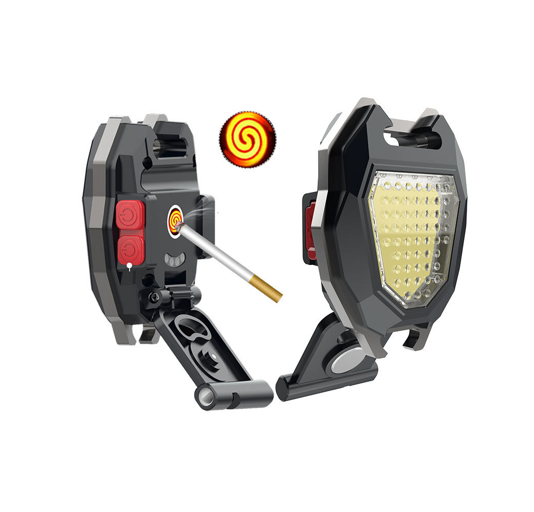 Multifuncional mini COB llavero luz emergencia ventana rota mantenimiento luz de trabajo portátil encendedor de cigarrillos LED mochila Luz