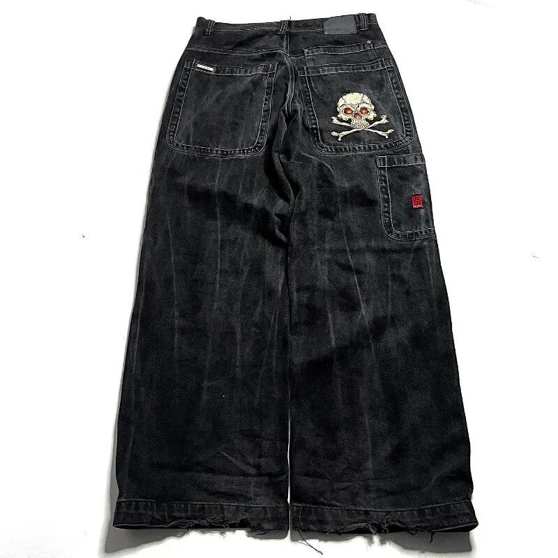 国境を越えた電気商JNCO Y2Kゆるいジーンズ男性レトロ刺繍ヒップホップストリート原宿男性ワイドパンツ|undefined
