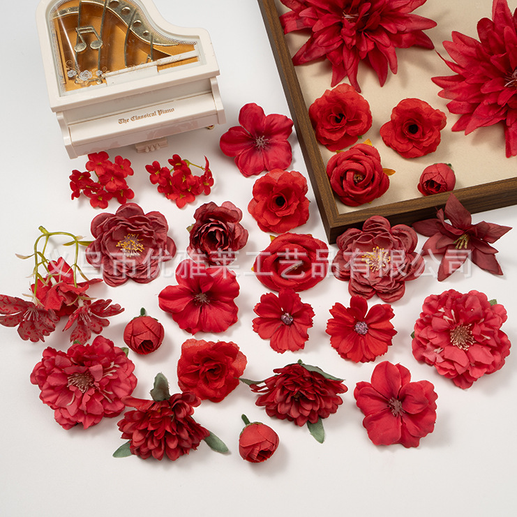 Red Artificial Pure Color Material Package DIY New Hair Hoop Ethnic Style Garland Han Dynasty Handmade Material Hair Accessories Headdress