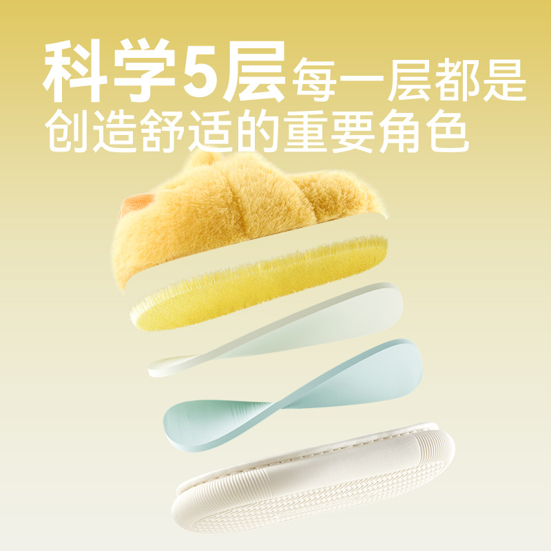 Zapatos de algodón para niños de otoño y invierno para niños en el hogar antideslizante de dibujos animados patito amarillo calentamiento zapatillas de algodón de lana para bebés