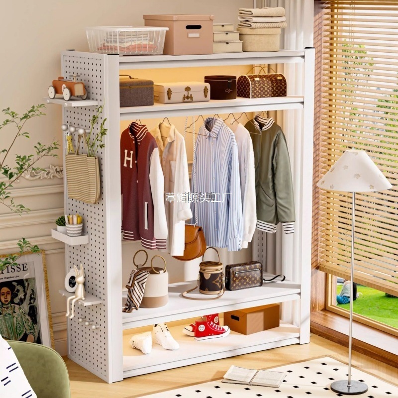 家庭用組み合わせ洋服ラック寝室レンタルルーム多層オープンワードローブ収納ラック厚みのあるスチール収納ラックワードローブ|undefined