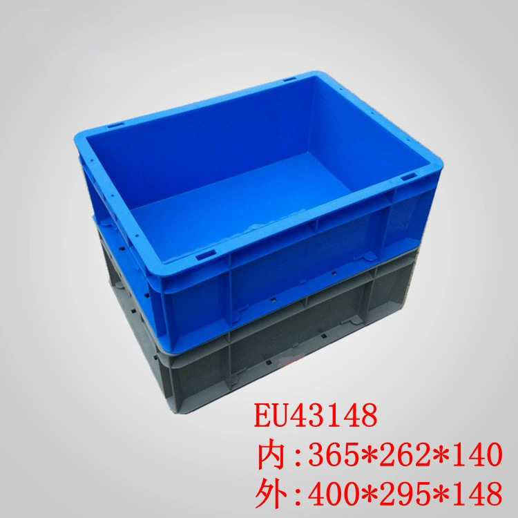 物流周转塑料箱EU43148欧标出口收纳箱可堆叠加厚汽配工厂零件箱