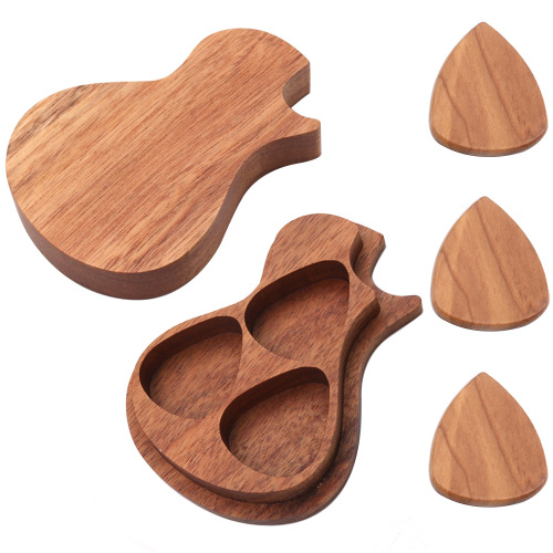 Guitar Pick Box Musical Instrument Crafts Gift Box Three-Gate Pick Box Solid Wood Pick Box Set Storage Box Wholesale