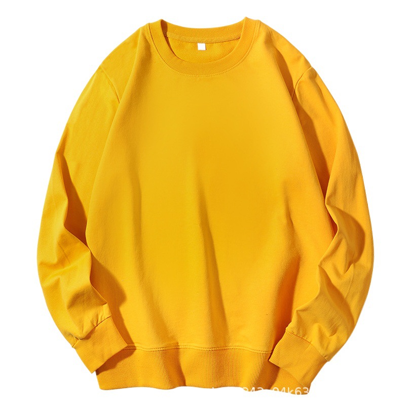 Sudadera de Otoño e Invierno, Nueva, de Manga Corta, Color Sólido, Cuello Redondo Holgado, 280G, Venta al por Mayor, Informal, Versátil, con Logotipo