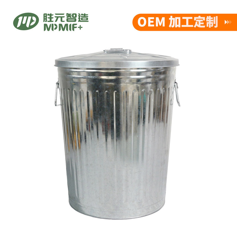 Customized Galvanized Iron Trash Can with Lid, Outdoor Garden Storage Bin with Handle, Sealed Storage Bin, 55L Storage Bin