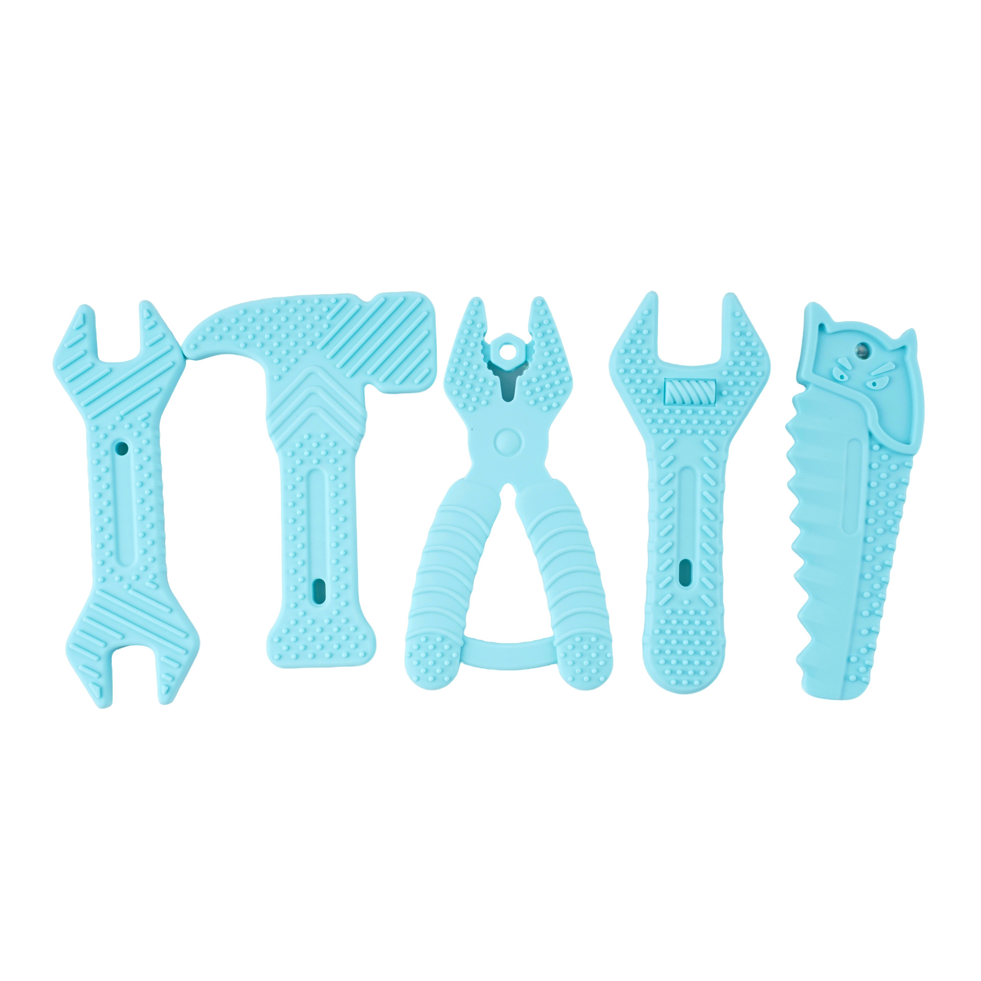 Martillo transfronterizo llave de goma de dibujos animados juego de juguetes para bebés pegamento anti-comer mano de silicona palillo molar