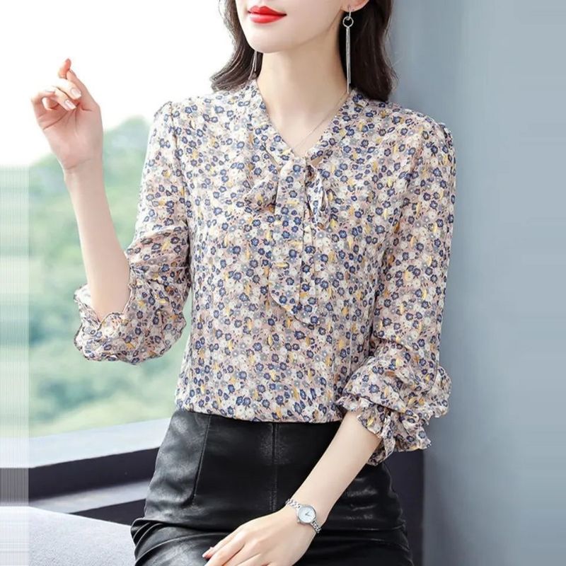 高档碎花雪纺衬衫女春夏新款遮肉显瘦上衣妈妈装时尚洋气百搭小衫|undefined