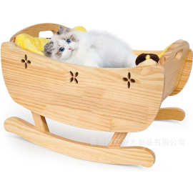 木质猫咪摇摇床四季可用通风猫窝创意木制猫窝喵咪玩具床猫猫摇篮