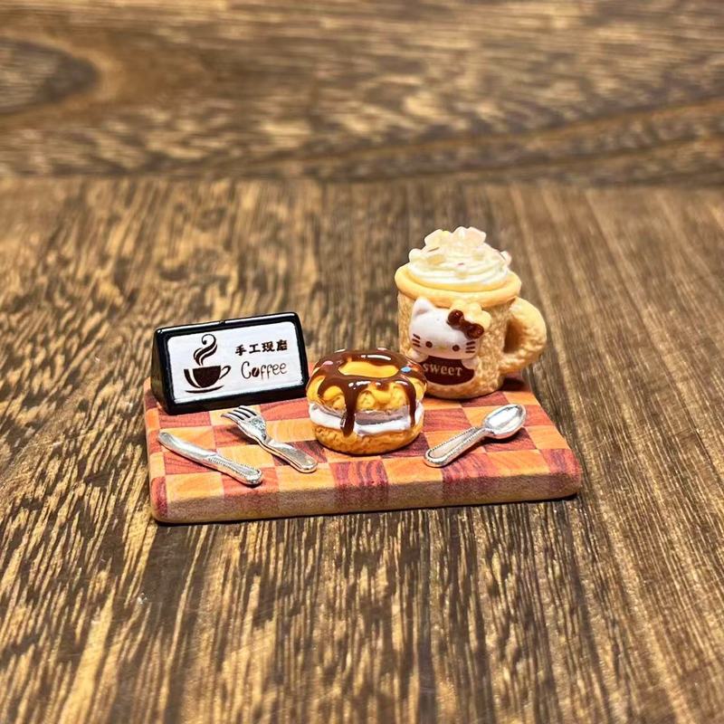 微缩娃娃屋迷你食玩树脂甜甜圈土司Kt咖啡过家家玩具迷你摆件套装|undefined